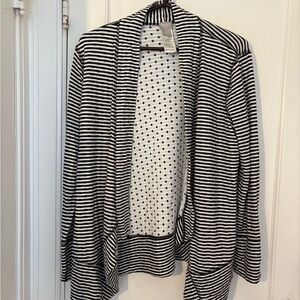 Chico's Black and White Striped Cardigan